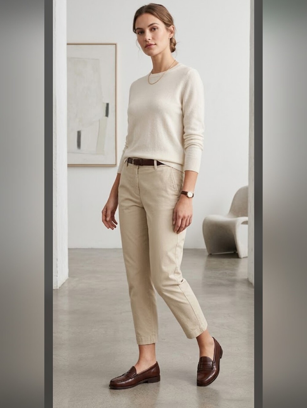 NWT Gap Aubrey Dress Pants Chino 4 Beige Preppy Ivy League Minimalist